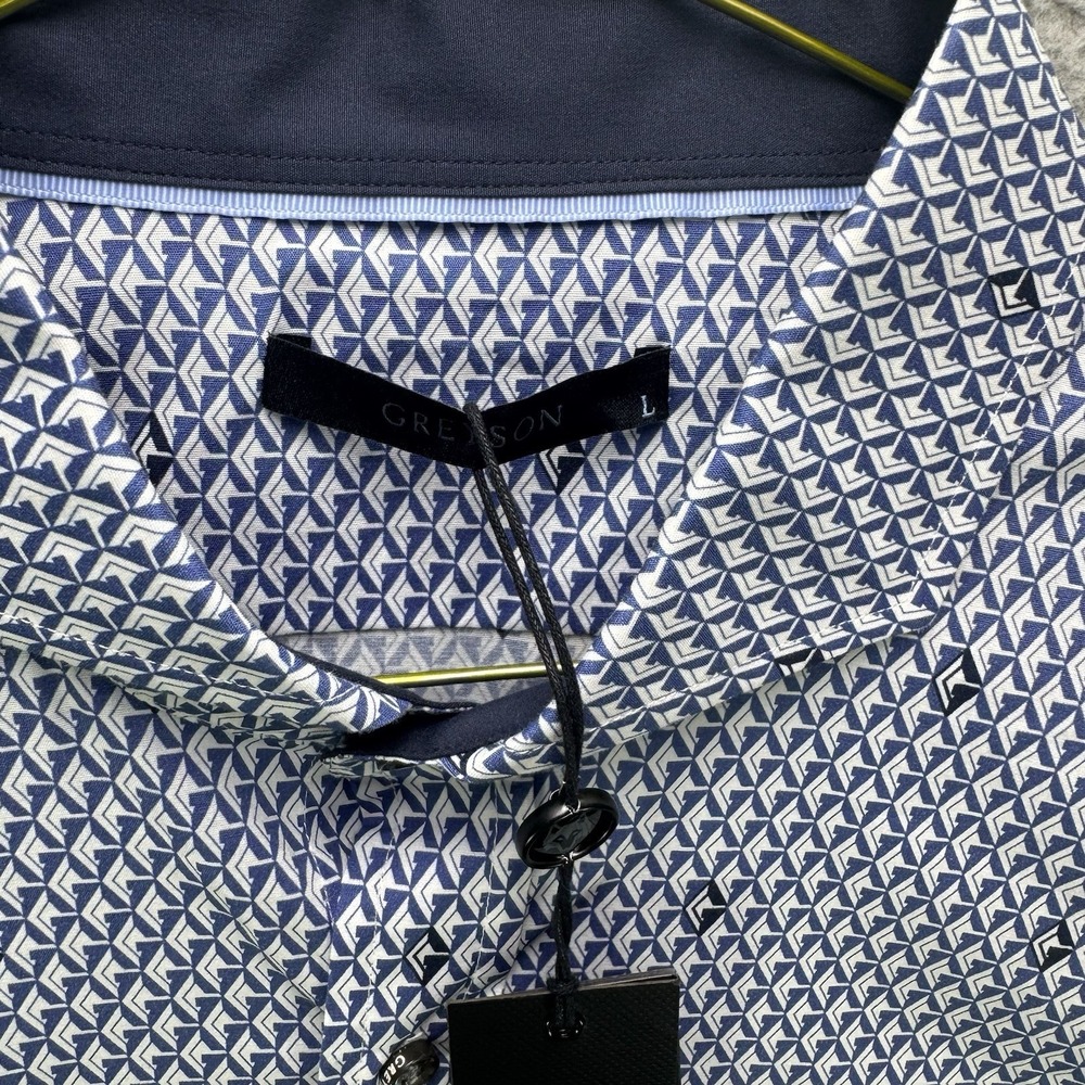 Greyson Dress Shirt Mens Large Blue Woodward Diamonds All Day Button Down NWT - Picture 5 of 15